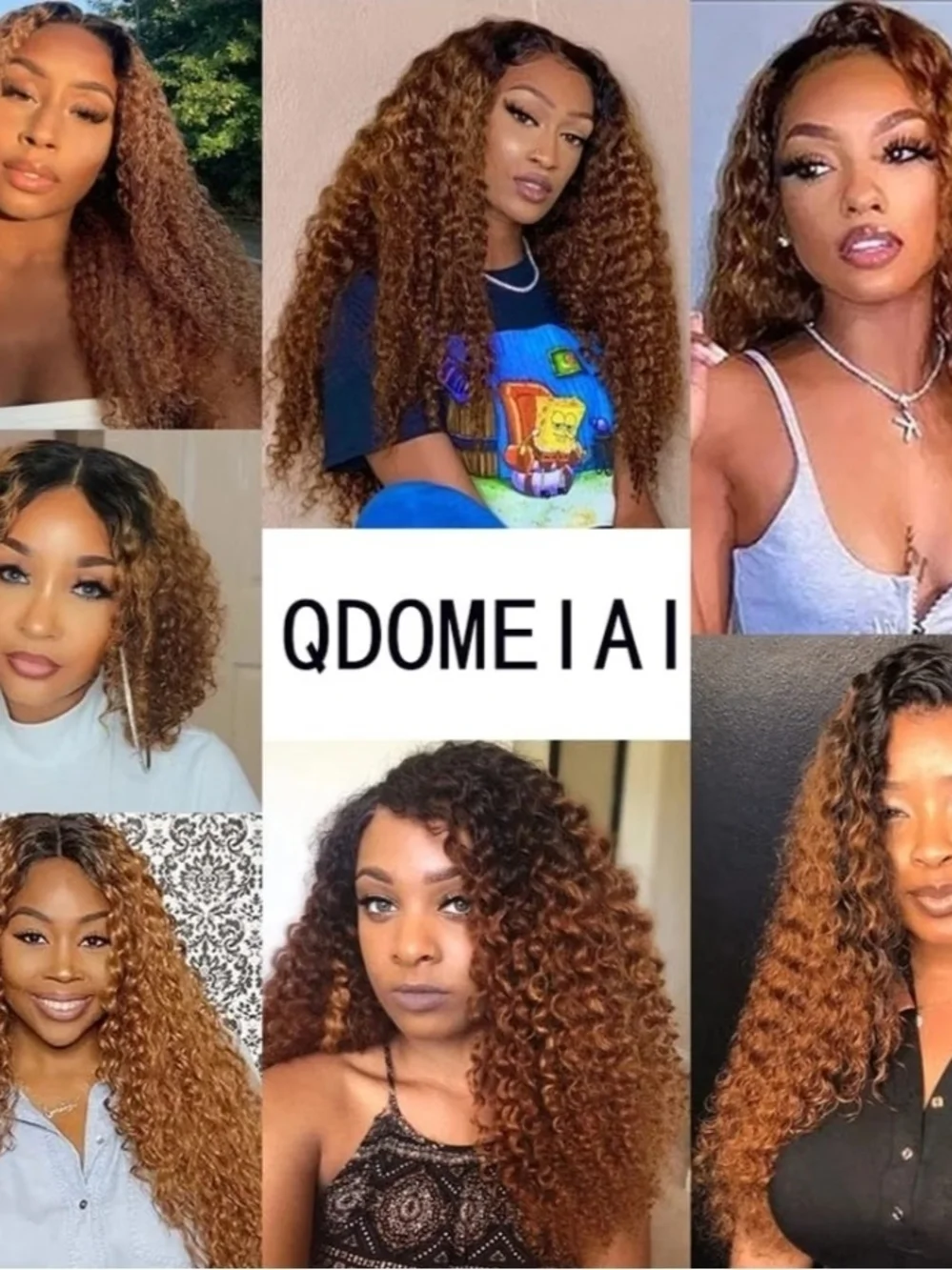NEW Qdomeiai 16 inch Curly Wave 13*4 HD Lace Frontal Human Hair Wig.180%Density